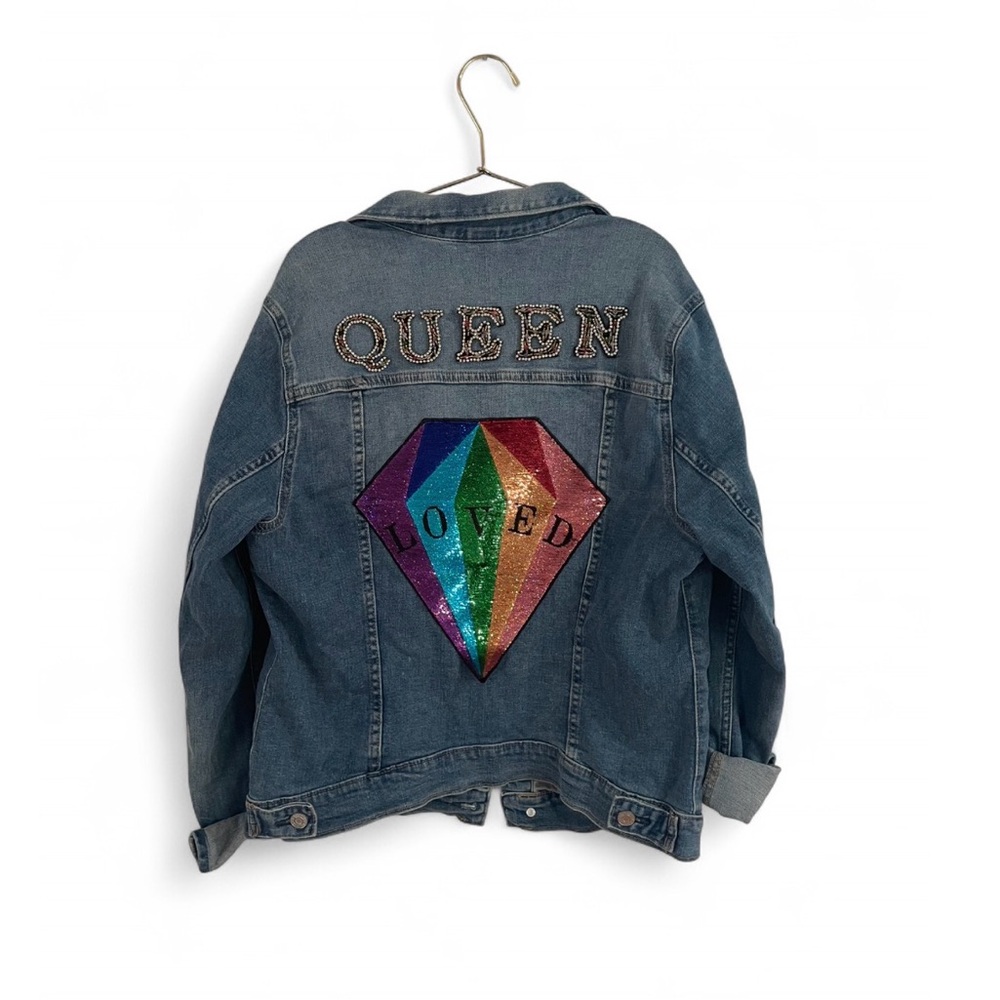 Custom Rhinestone Denim Jacket - Picture 2 of 6